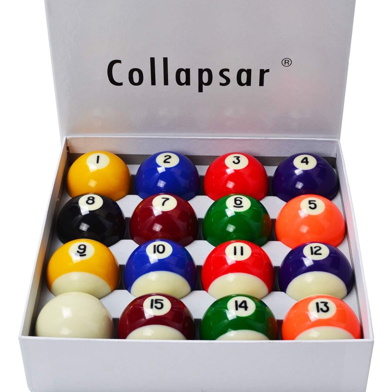 Collapsar Deluxe 2-1/4"" Billiard Pool Balls Marble-Swirl Style Billiards Ball Complete 16 Ball Set (Several Style Available) (Deluxe Set) - Image 2
